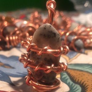Copper wired stone necklace